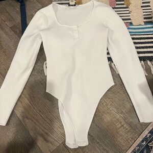 Happily Grey large white ribbed bodysuit